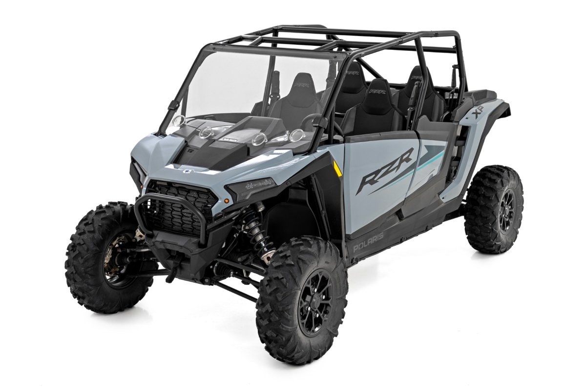 Polaris RZR XP 4 1000 Vented Full Windshield - Front - Rough Country - Scratch-Resistant Polycarbonate with 4 Adjustable Vents (1/4 in)